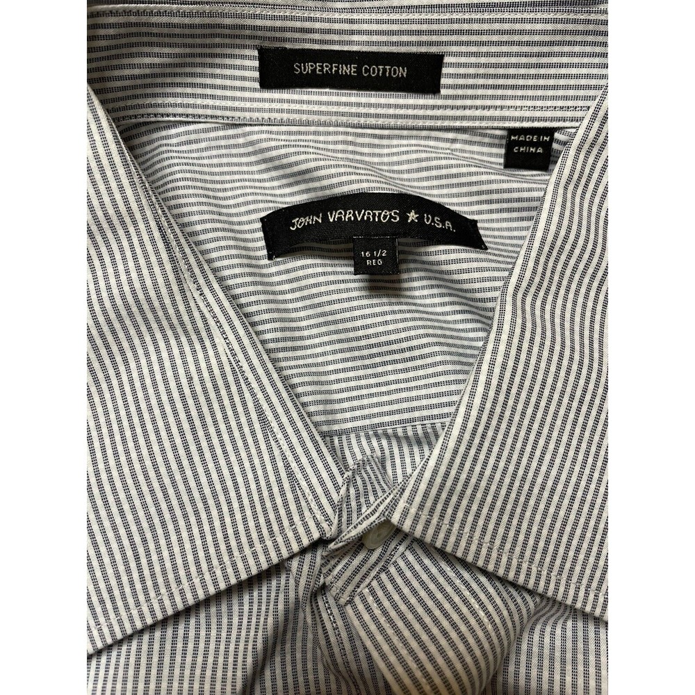 John Varvatos Star‎ USA Mens Sz 16/5 Reg Striped Dress Shirt Superfine Cotton - Picture 5 of 6